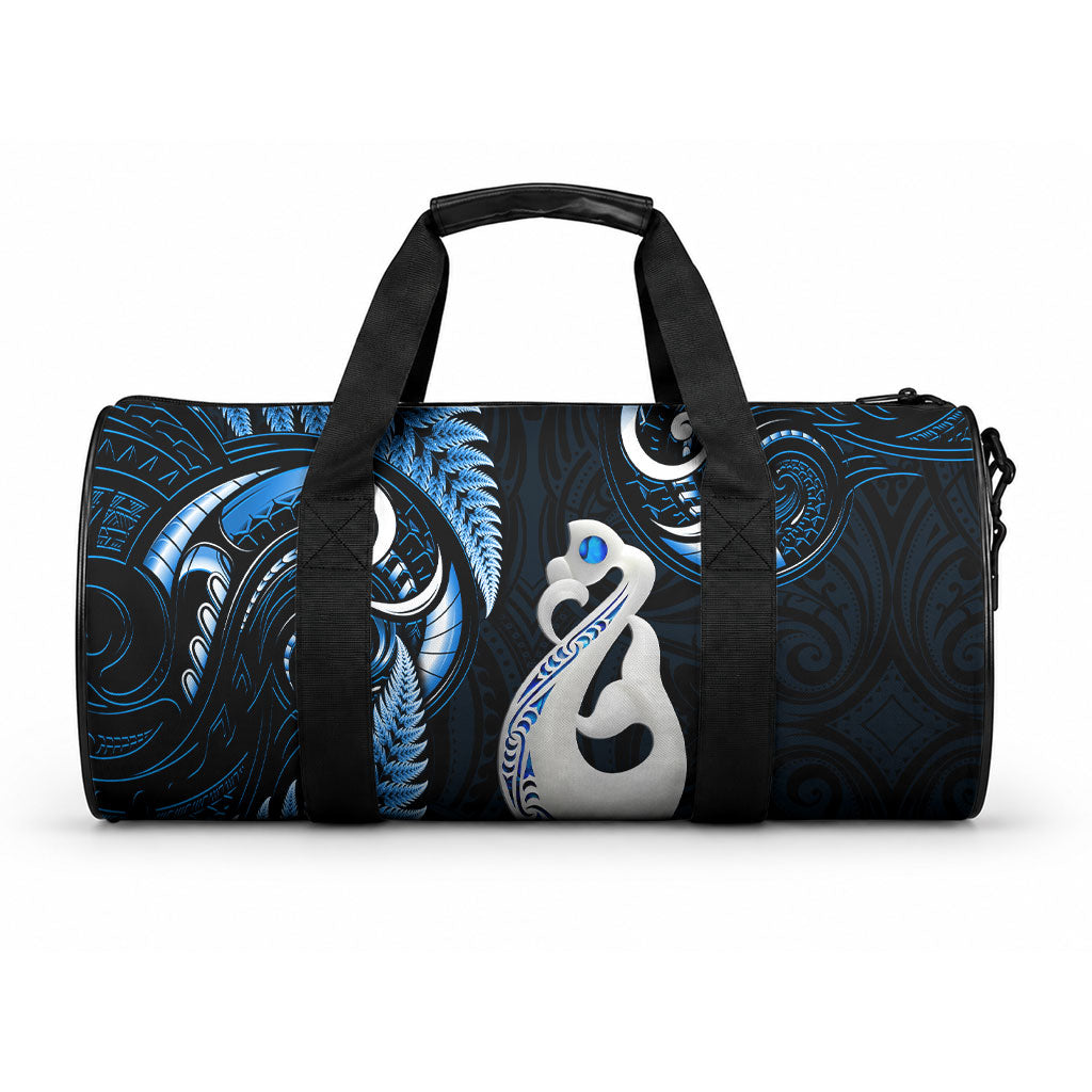New Zealand Duffle Bag Aotearoa Silver Fern With Manaia Maori Unique Blue LT14 One size Blue - Polynesian Pride