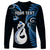 Personalised New Zealand Long Sleeve Shirt Aotearoa Silver Fern With Manaia Maori Unique Blue LT14 - Polynesian Pride