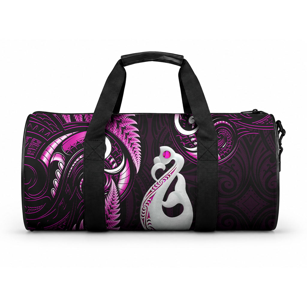 New Zealand Duffle Bag Aotearoa Silver Fern With Manaia Maori Unique Pink LT14 One size Pink - Polynesian Pride