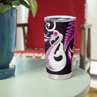 New Zealand Tumbler Cup Aotearoa Silver Fern With Manaia Maori Unique Pink LT14 - Polynesian Pride