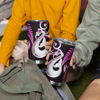 New Zealand Tumbler Cup Aotearoa Silver Fern With Manaia Maori Unique Pink LT14 - Polynesian Pride