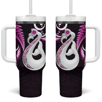 New Zealand Tumbler With Handle Aotearoa Silver Fern With Manaia Maori Unique Pink