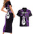 Personalised New Zealand Couples Short Sleeve Bodycon Dress and Hawaiian Shirt Aotearoa Silver Fern With Manaia Maori Unique Purple LT14 - Polynesian Pride