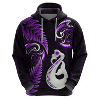 Custom New Zealand Hoodie Aotearoa Silver Fern With Manaia Maori Unique Purple LT14 - Polynesian Pride