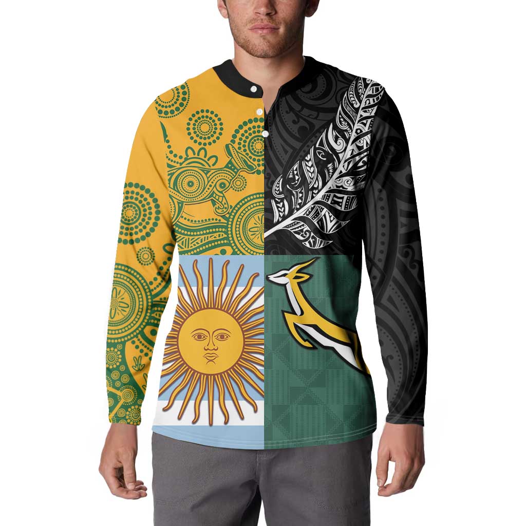 Personalised Rugby 2025 Championship Button Sweatshirt Combination of Southern Hemisphere Countries - Polynesian Pride