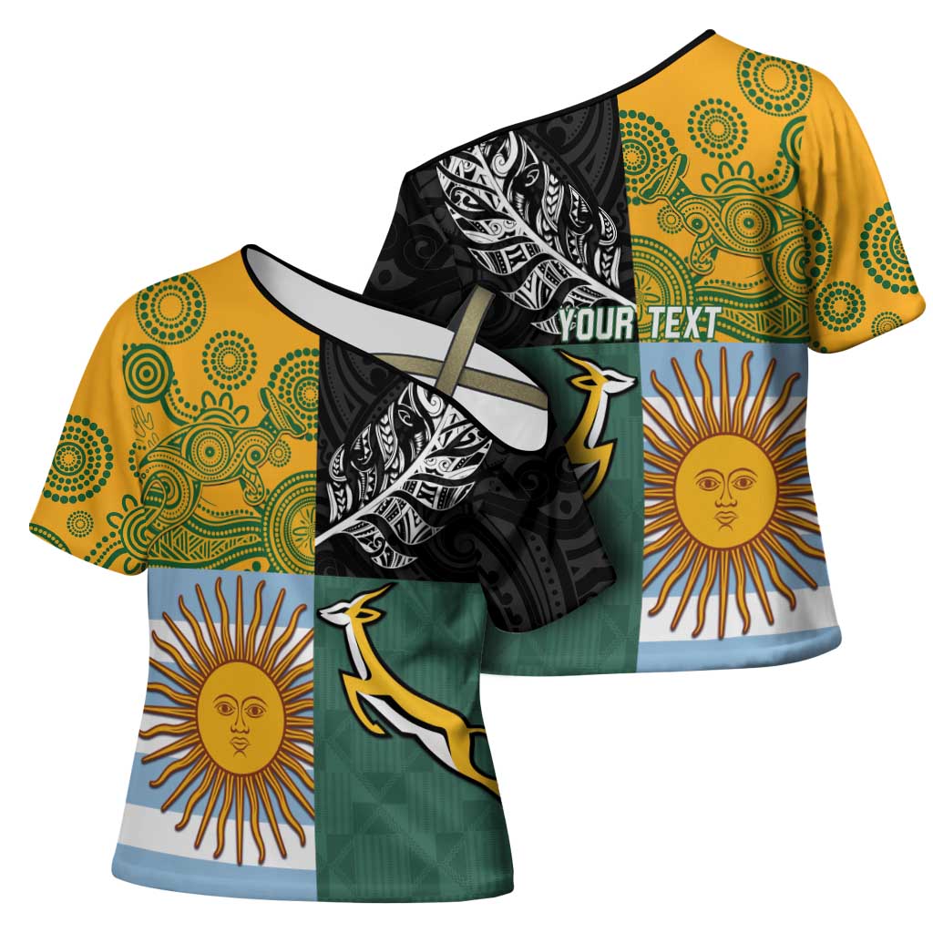 Personalised Rugby 2025 Championship Cross Shoulder Shirt Combination of Southern Hemisphere Countries LT14 - Polynesian Pride