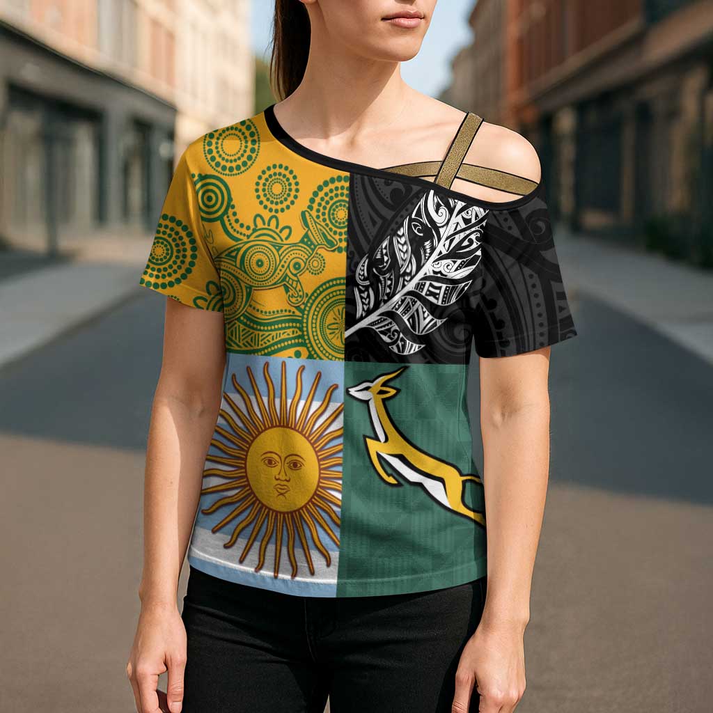Personalised Rugby 2025 Championship Cross Shoulder Shirt Combination of Southern Hemisphere Countries LT14 - Polynesian Pride