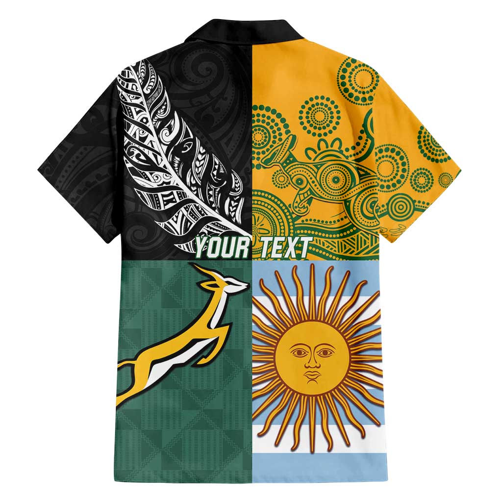 Personalised Rugby 2025 Championship Family Matching Long Sleeve Bodycon Dress and Hawaiian Shirt Combination of Southern Hemisphere Countries - Polynesian Pride