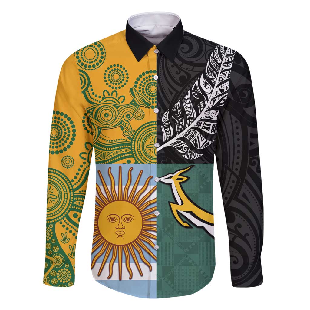 Personalised Rugby 2025 Championship Family Matching Summer Maxi Dress and Hawaiian Shirt Combination of Southern Hemisphere Countries - Polynesian Pride