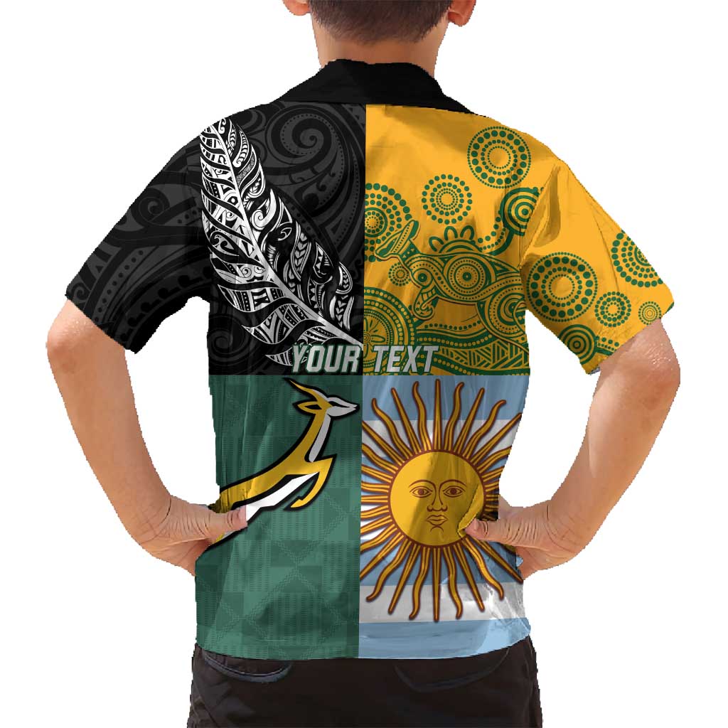 Personalised Rugby 2025 Championship Family Matching Tank Maxi Dress and Hawaiian Shirt Combination of Southern Hemisphere Countries - Polynesian Pride