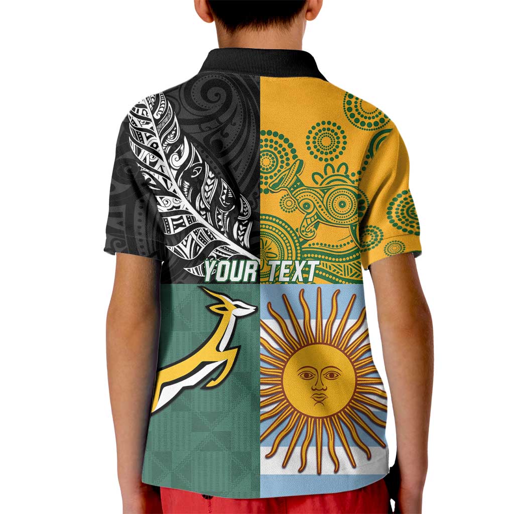Personalised Rugby 2025 Championship Kid Polo Shirt Combination of Southern Hemisphere Countries - Polynesian Pride
