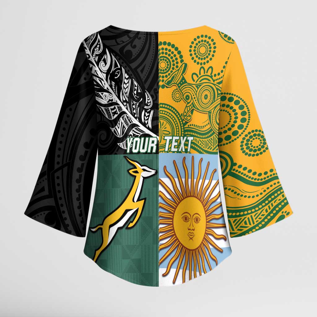 Personalised Rugby 2025 Championship Kimono Sleeve Blouse Combination of Southern Hemisphere Countries LT14 - Polynesian Pride