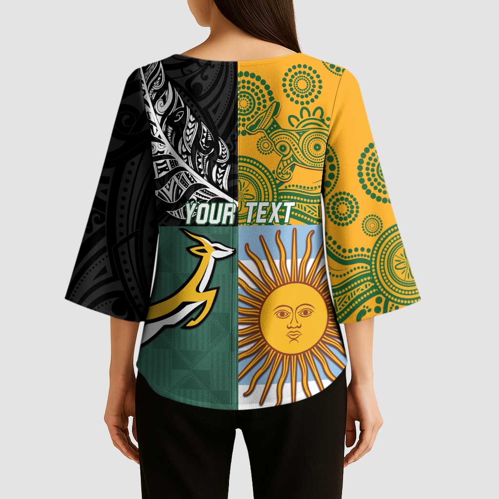 Personalised Rugby 2025 Championship Kimono Sleeve Blouse Combination of Southern Hemisphere Countries LT14 - Polynesian Pride