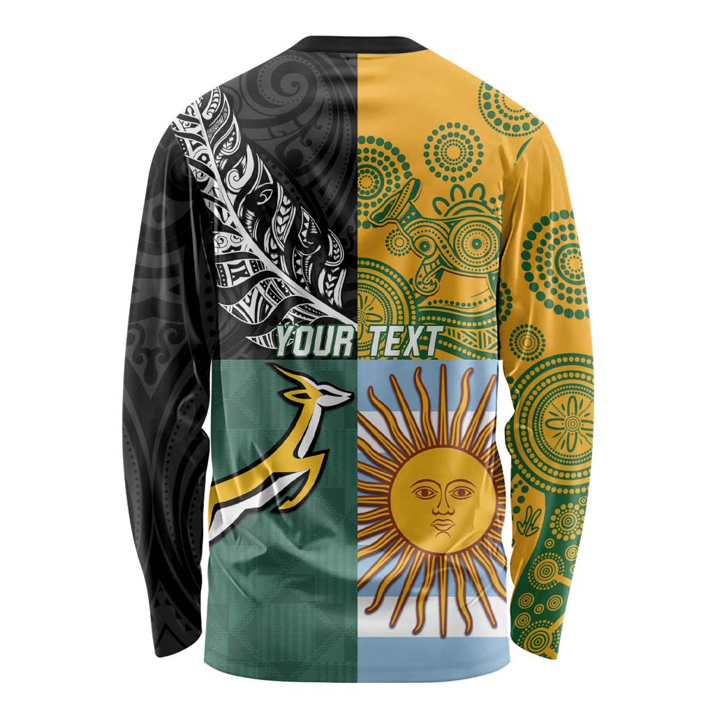 Personalised Rugby 2025 Championship Long Sleeve Shirt Combination of Southern Hemisphere Countries - Polynesian Pride