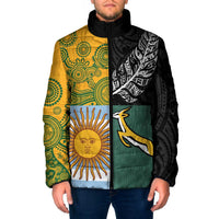 Personalised Rugby 2025 Championship Padded Jacket Combination of Southern Hemisphere Countries LT14 Men Black - Polynesian Pride