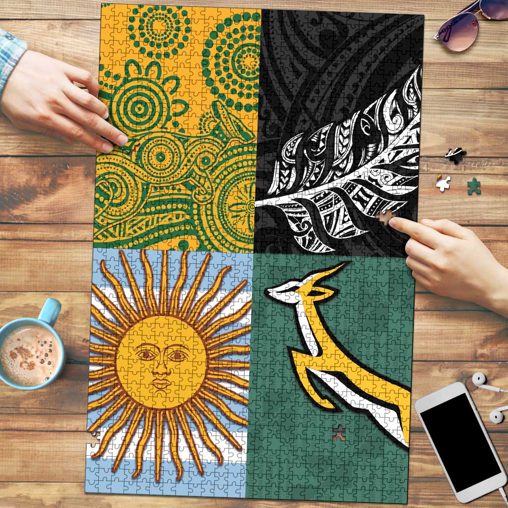 Rugby 2025 Championship Puzzle Combination of Southern Hemisphere Countries LT14 Black - Polynesian Pride