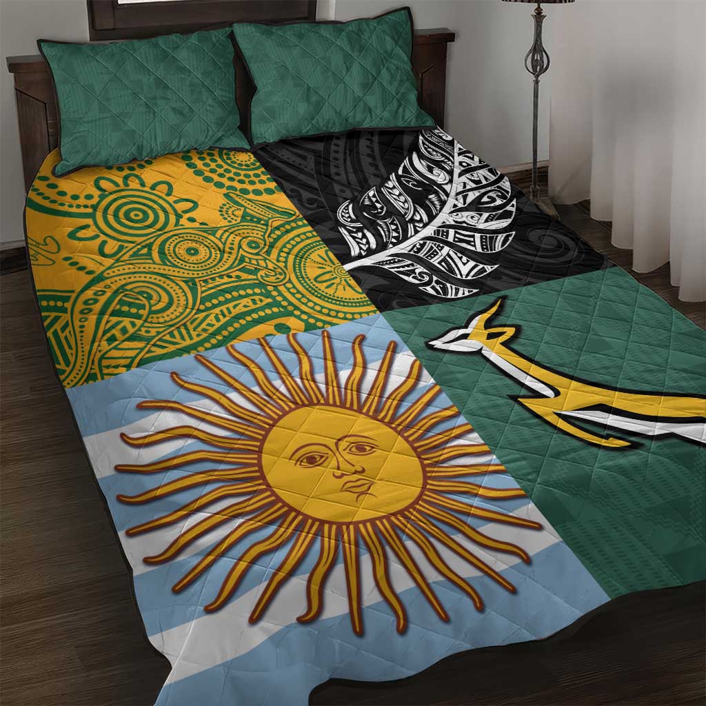Rugby 2025 Championship Quilt Bed Set Combination of Southern Hemisphere Countries - Polynesian Pride
