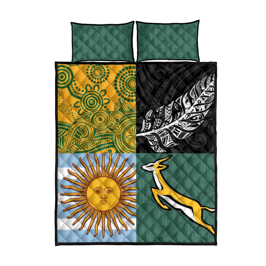 Rugby 2025 Championship Quilt Bed Set Combination of Southern Hemisphere Countries - Polynesian Pride