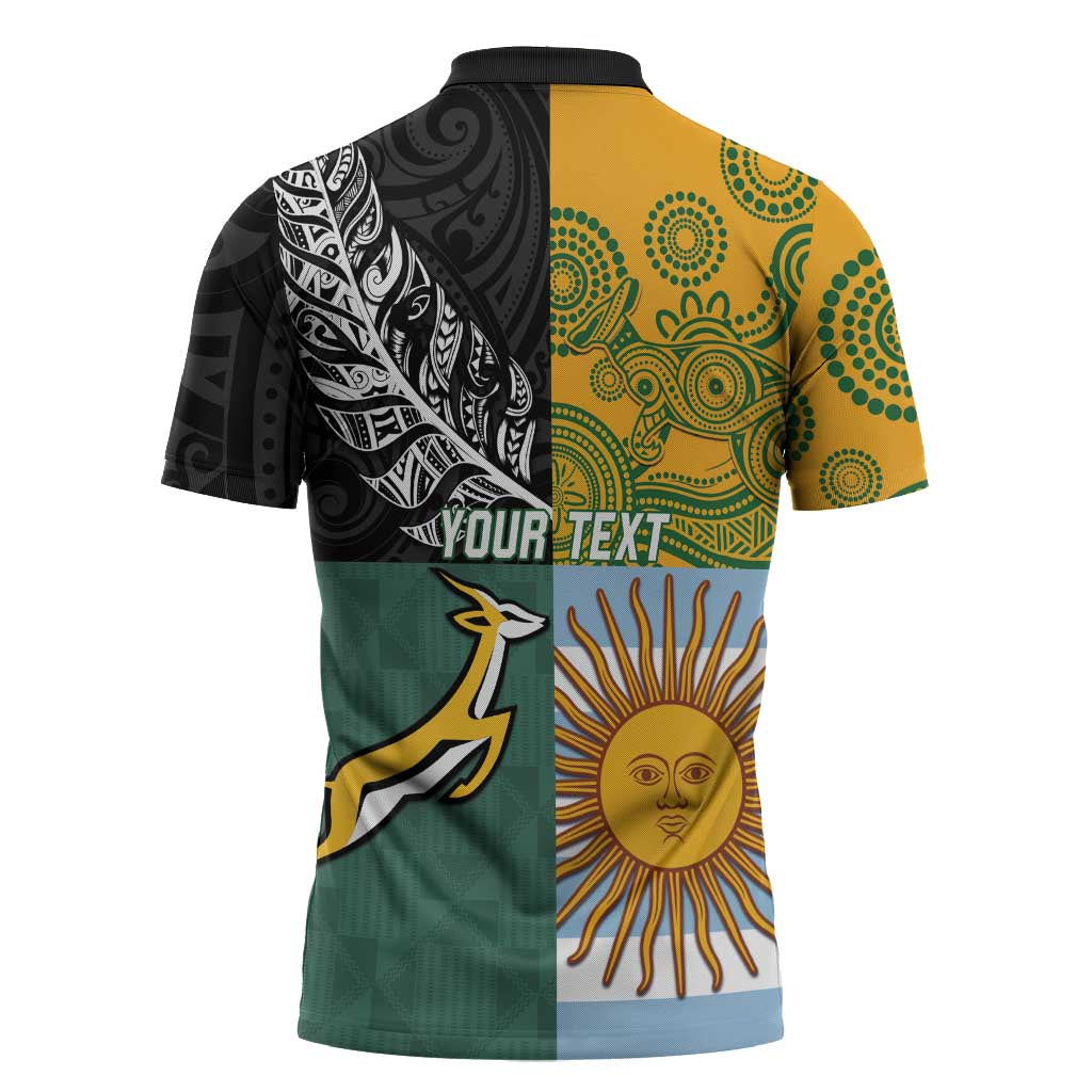 Personalised Rugby 2025 Championship Zipper Polo Shirt Combination of Southern Hemisphere Countries LT14 - Polynesian Pride