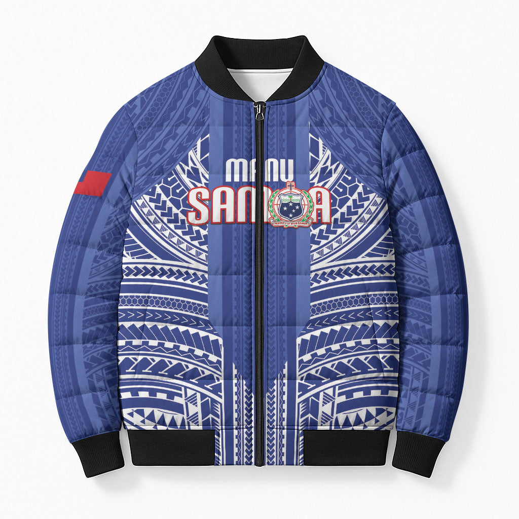 Custom Manu Samoa Rugby 2026 Bomber Puffer Jacket Samoan Pattern