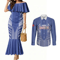Custom Manu Samoa Rugby 2026 Couples Matching Mermaid Dress and Long Sleeve Button Shirt Samoan Pattern