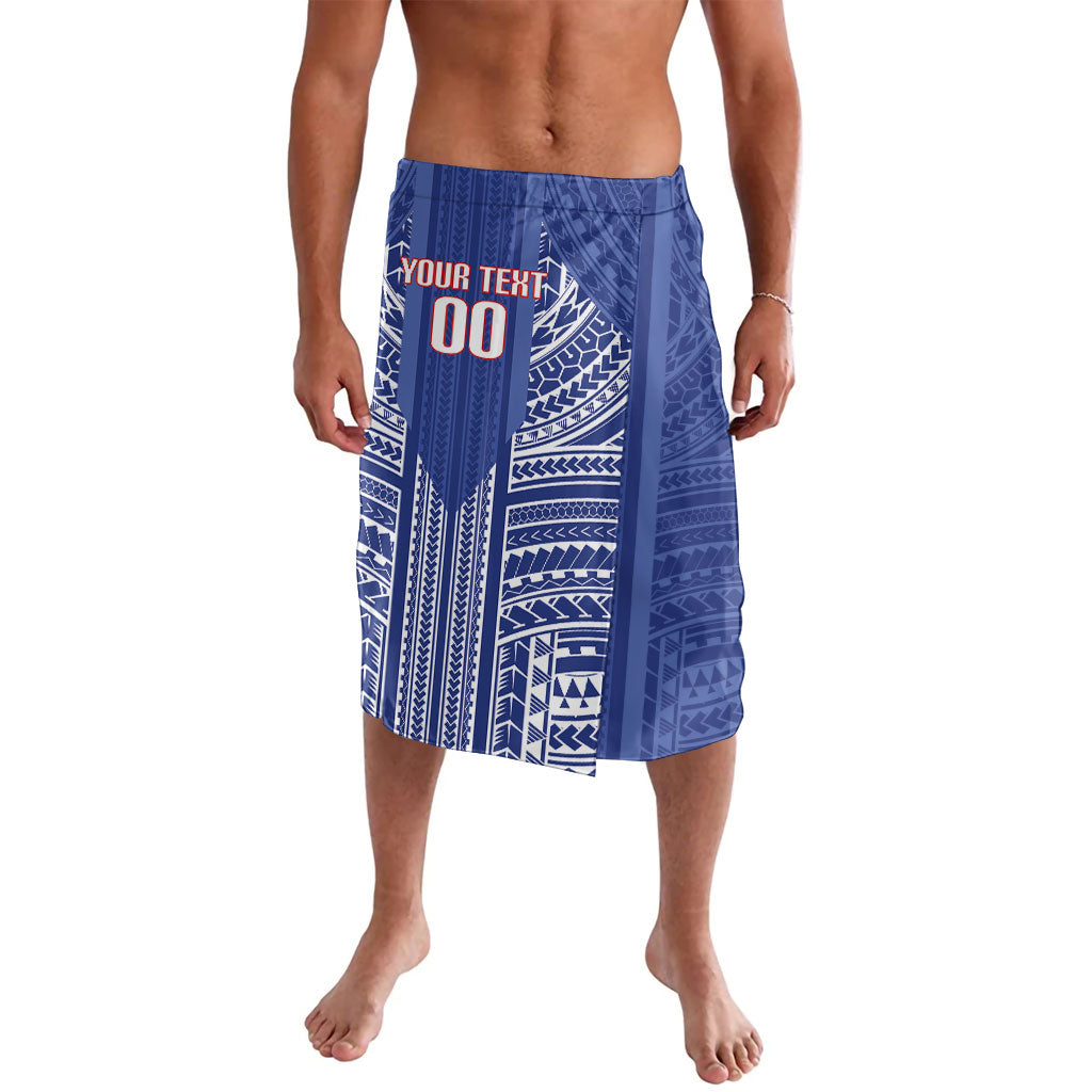 Custom Manu Samoa Rugby 2026 Lavalava Samoan Pattern LT14 Blue - Polynesian Pride