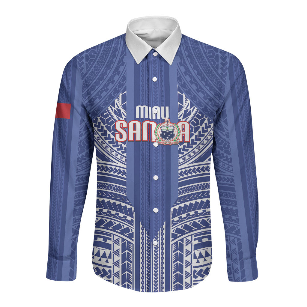 Custom Manu Samoa Rugby 2026 Long Sleeve Button Shirt Samoan Pattern