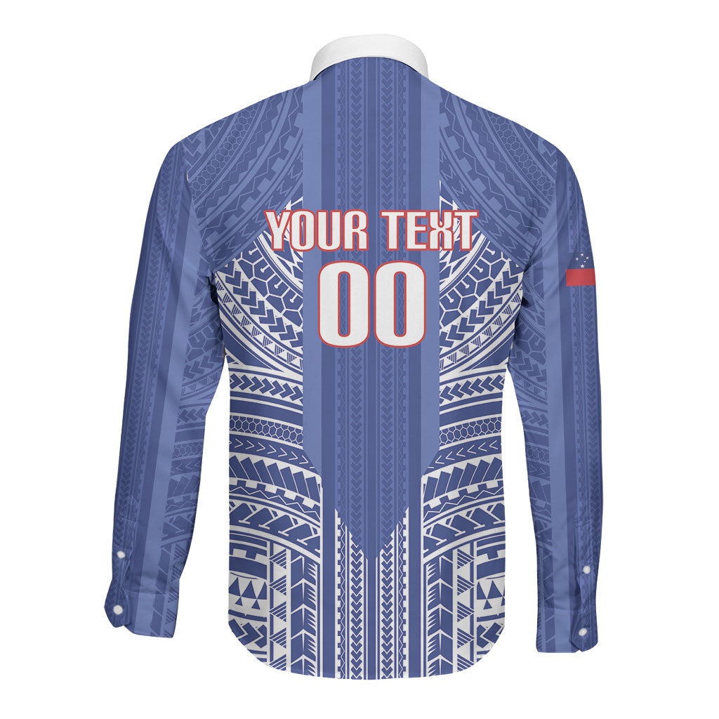 Custom Manu Samoa Rugby 2026 Long Sleeve Button Shirt Samoan Pattern