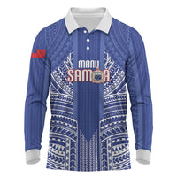 Custom Manu Samoa Rugby 2026 Long Sleeve Polo Shirt Samoan Pattern