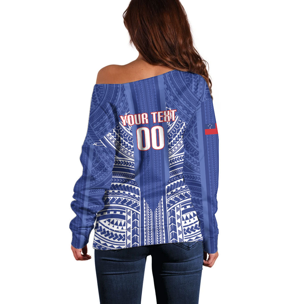 Custom Manu Samoa Rugby 2026 Off Shoulder Sweater Samoan Pattern