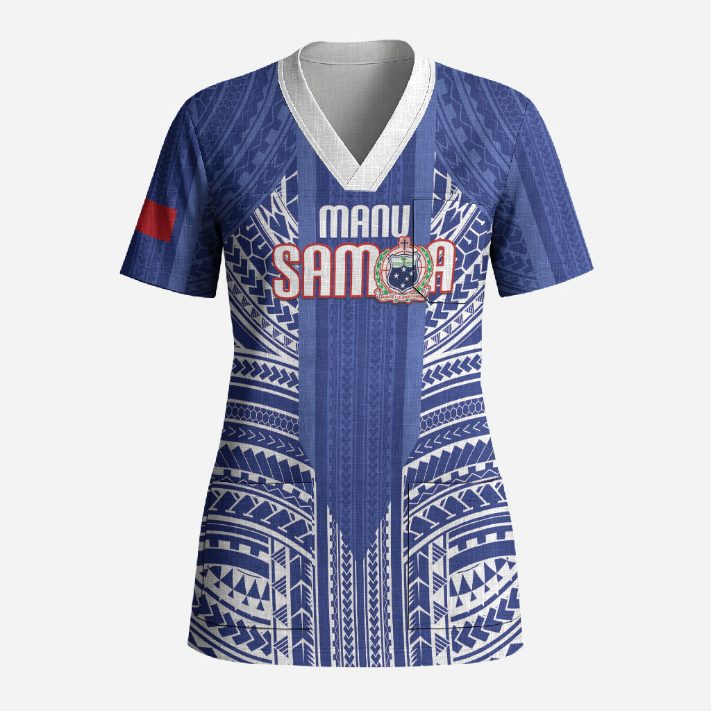 Custom Manu Samoa Rugby 2026 Scrub Top Samoan Pattern
