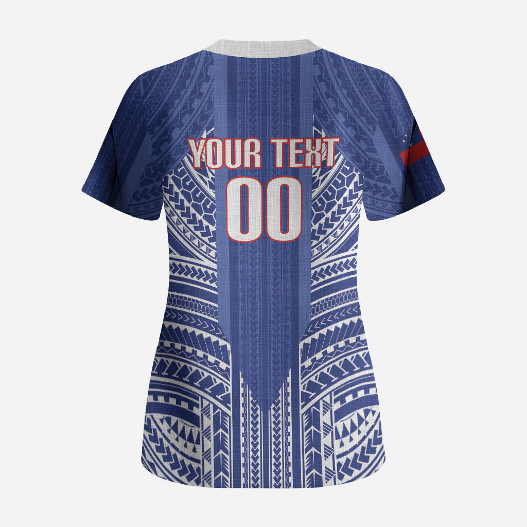 Custom Manu Samoa Rugby 2026 Scrub Top Samoan Pattern