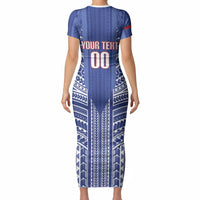 Custom Manu Samoa Rugby 2026 Short Sleeve Bodycon Dress Samoan Pattern