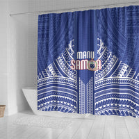Manu Samoa Rugby 2026 Shower Curtain Samoan Pattern