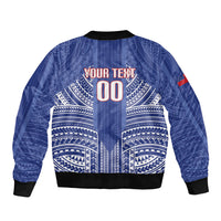 Custom Manu Samoa Rugby 2026 Sleeve Zip Bomber Jacket Samoan Pattern