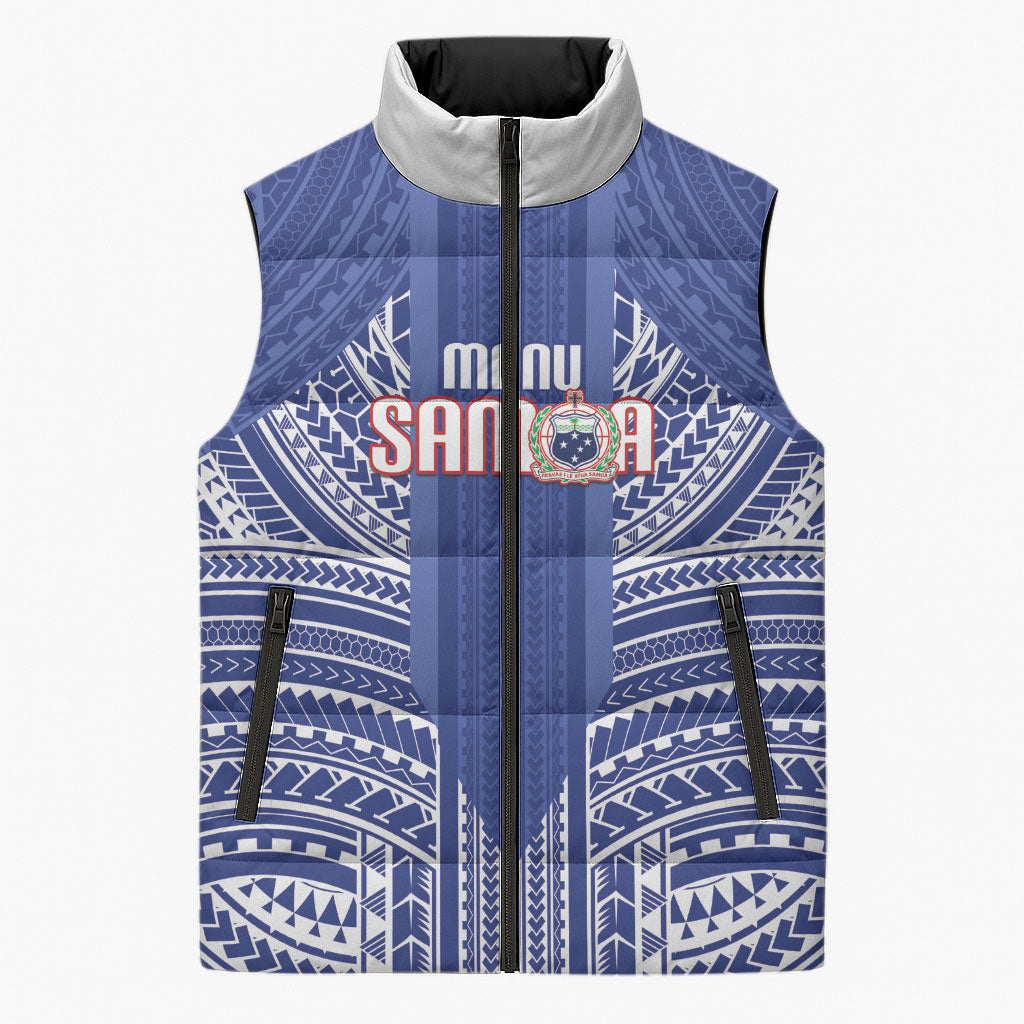 Custom Manu Samoa Rugby 2026 Sleeveless Puffer Jacket Samoan Pattern