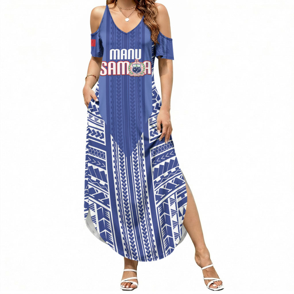 Custom Manu Samoa Rugby 2026 Summer Maxi Dress Samoan Pattern