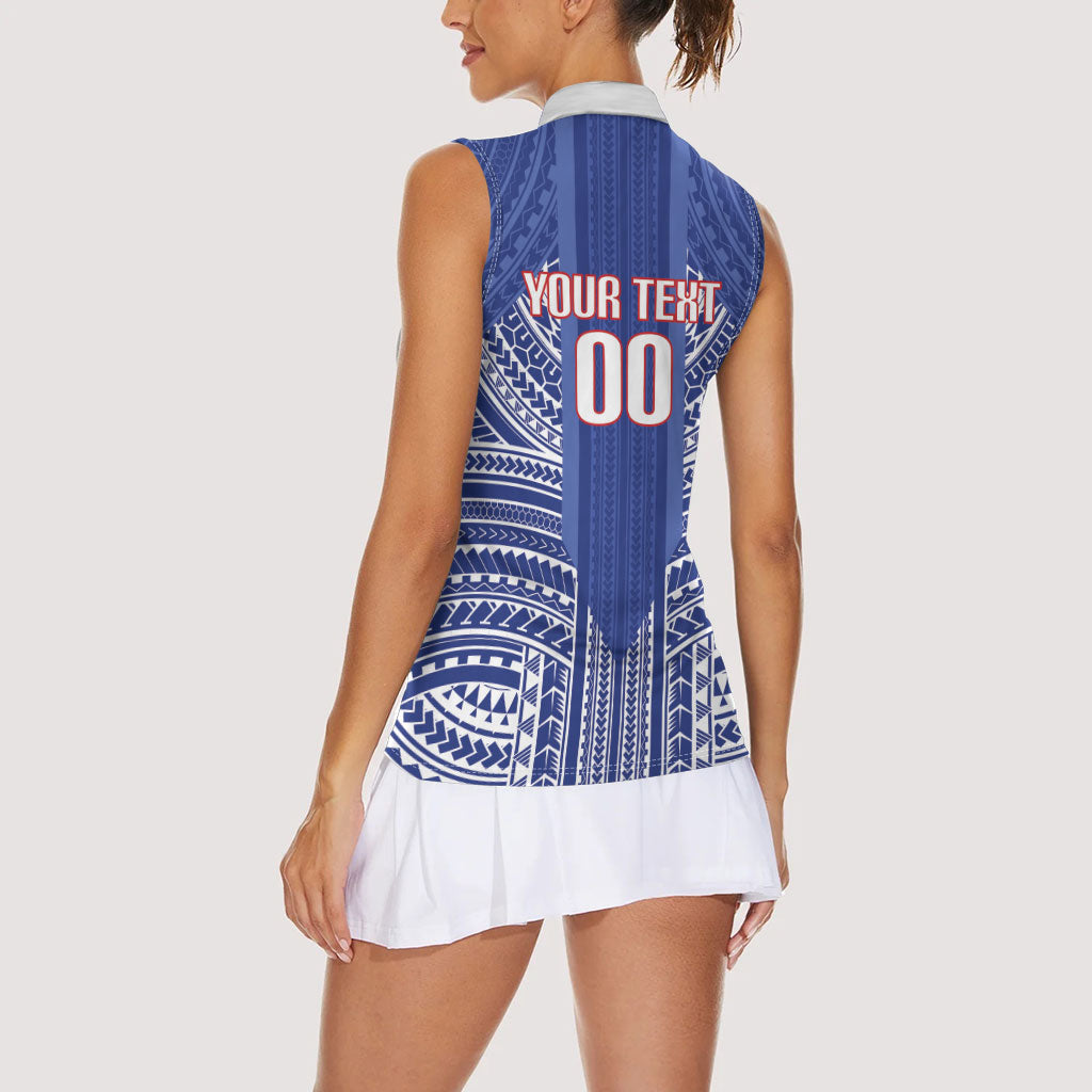 Custom Manu Samoa Rugby 2026 Women Sleeveless Polo Shirt Samoan Pattern