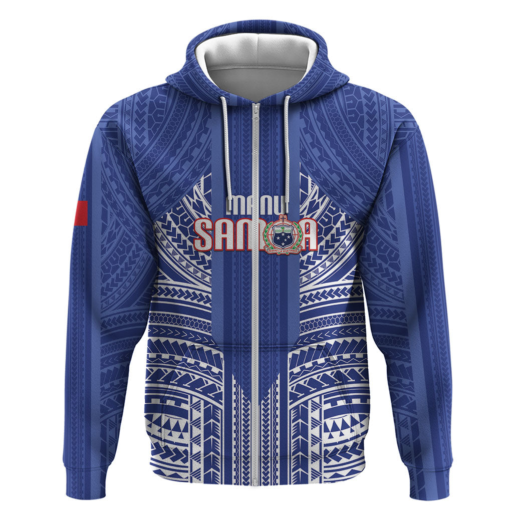Custom Manu Samoa Rugby 2026 Zip Hoodie Samoan Pattern