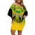 Papua New Guinea Rugby Off Shoulder Short Dress Enga Mioks PNG Polynesian Pattern LT14 Women Green - Polynesian Pride