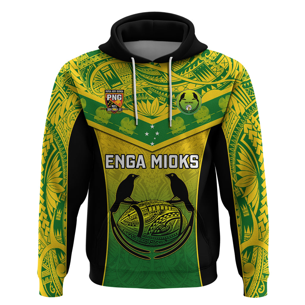 Custom Papua New Guinea Rugby Hoodie Enga Mioks PNG Polynesian Pattern LT14 Pullover Hoodie Green - Polynesian Pride