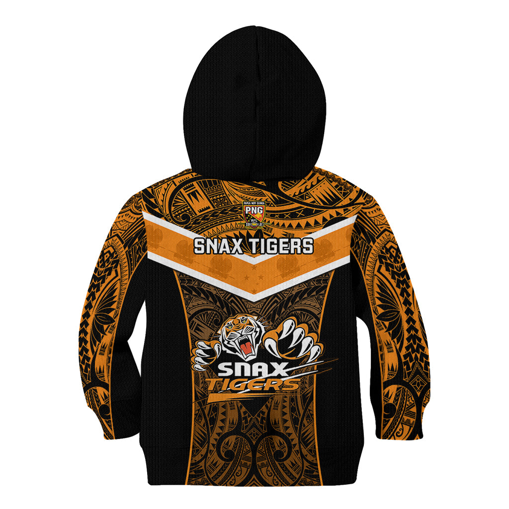 Papua New Guinea Rugby Kid Hoodie Lae Snax Tigers PNG Polynesian Pattern LT14 - Polynesian Pride