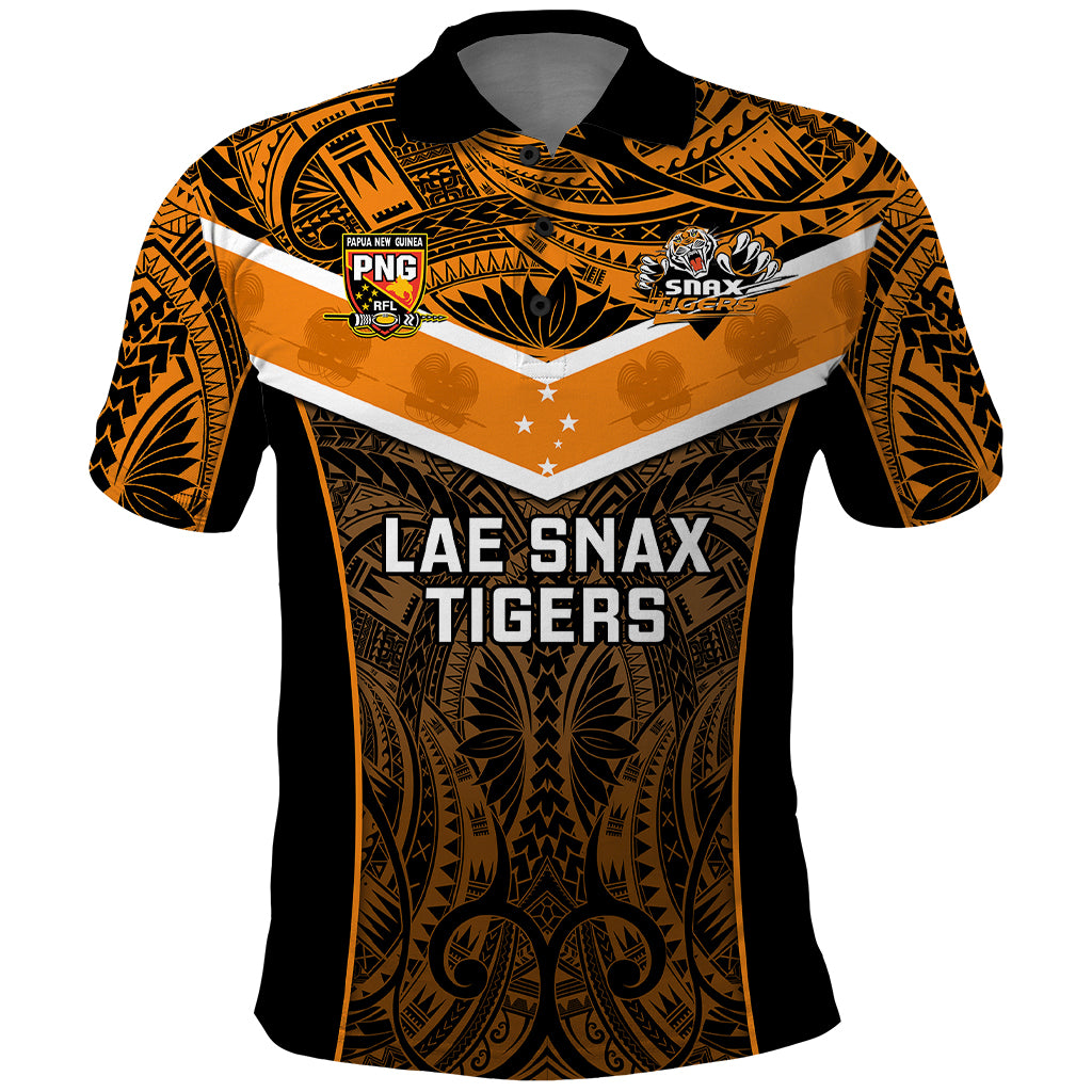 Papua New Guinea Rugby Polo Shirt Lae Snax Tigers PNG Polynesian Pattern LT14 Orange - Polynesian Pride