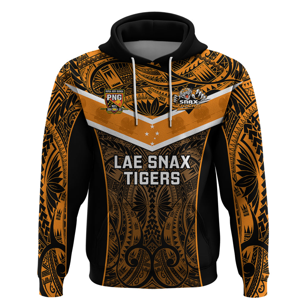 Custom Papua New Guinea Rugby Hoodie Lae Snax Tigers PNG Polynesian Pattern LT14 Pullover Hoodie Orange - Polynesian Pride