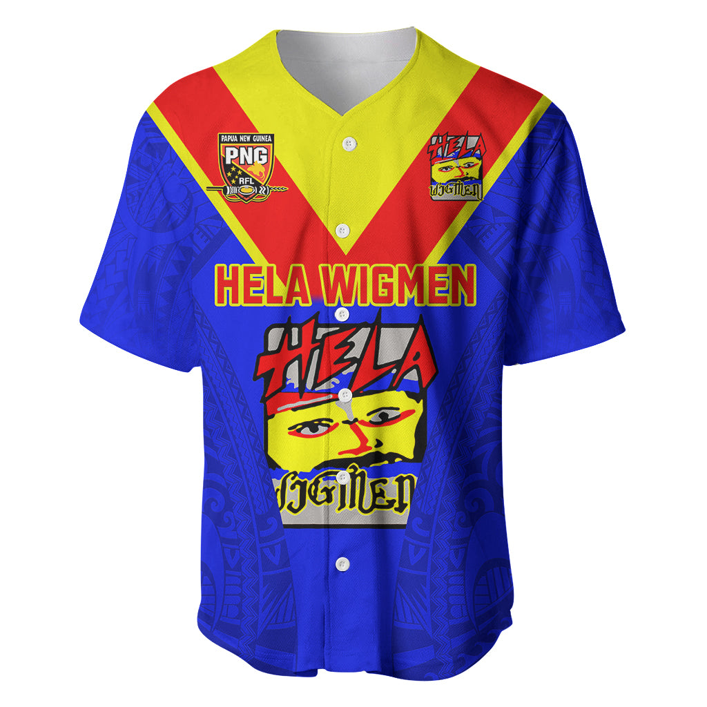 Papua New Guinea Rugby Baseball Jersey Hela Wigmen PNG Polynesian Pattern LT14 Blue - Polynesian Pride