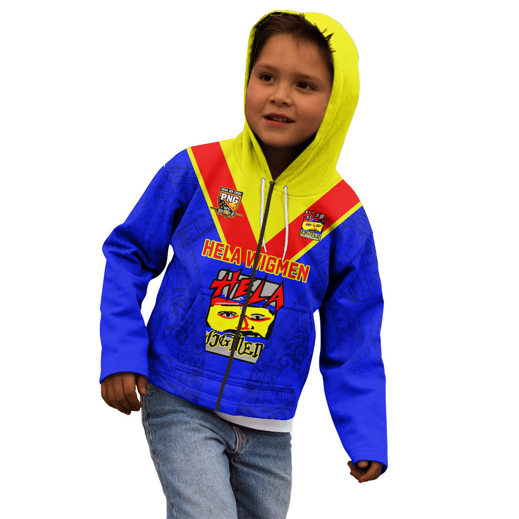 Papua New Guinea Rugby Kid Hoodie Hela Wigmen PNG Polynesian Pattern LT14 - Polynesian Pride