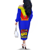 Papua New Guinea Rugby Off The Shoulder Long Sleeve Dress Hela Wigmen PNG Polynesian Pattern LT14 - Polynesian Pride