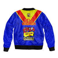 Papua New Guinea Rugby Sleeve Zip Bomber Jacket Hela Wigmen PNG Polynesian Pattern LT14 - Polynesian Pride