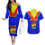 Custom Papua New Guinea Rugby Couples Matching Off The Shoulder Long Sleeve Dress and Hawaiian Shirt Hela Wigmen PNG Polynesian Pattern LT14 Blue - Polynesian Pride