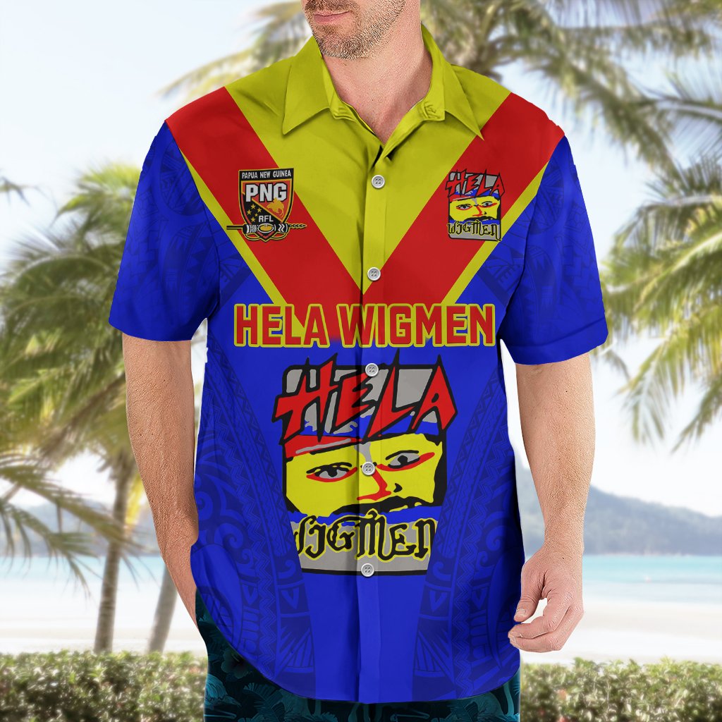 Custom Papua New Guinea Rugby Hawaiian Shirt Hela Wigmen PNG Polynesian Pattern LT14 - Polynesian Pride